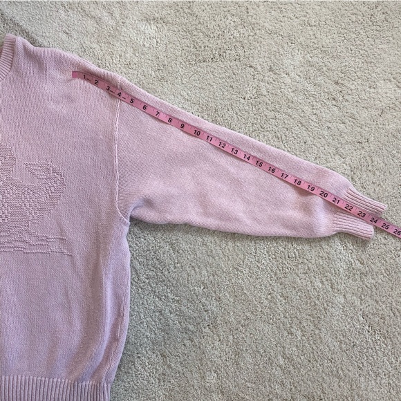 Vintage Parkhurst Duck Sweater Crew neck Twee Embossed L Baby Pink Cottagecore - Picture 12 of 14